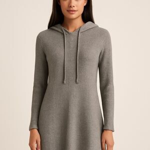 NWOT - Kaileigh Women’s LP Hooded Drawstring Sweater Dress Gray Boho